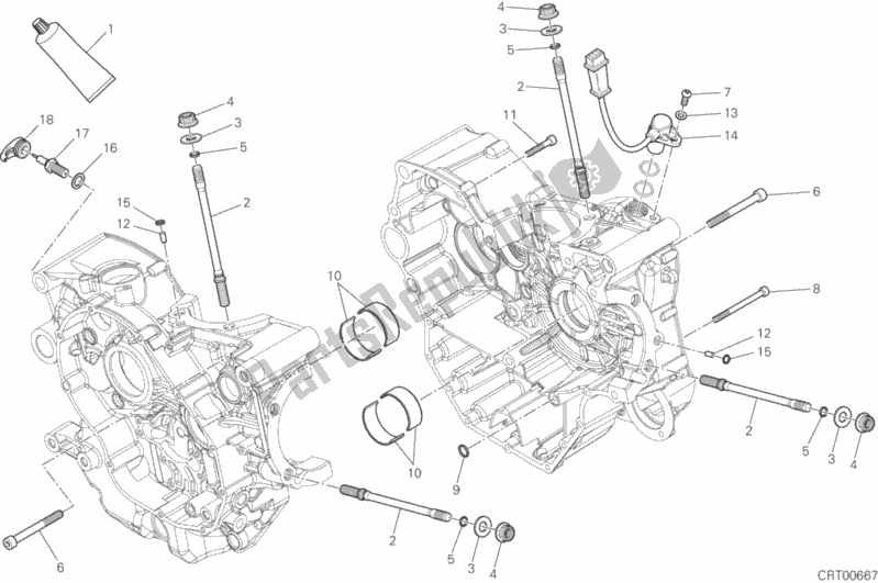 Todas as partes de 10a - Par De Meio Cárteres do Ducati Hypermotard SP 821 2015